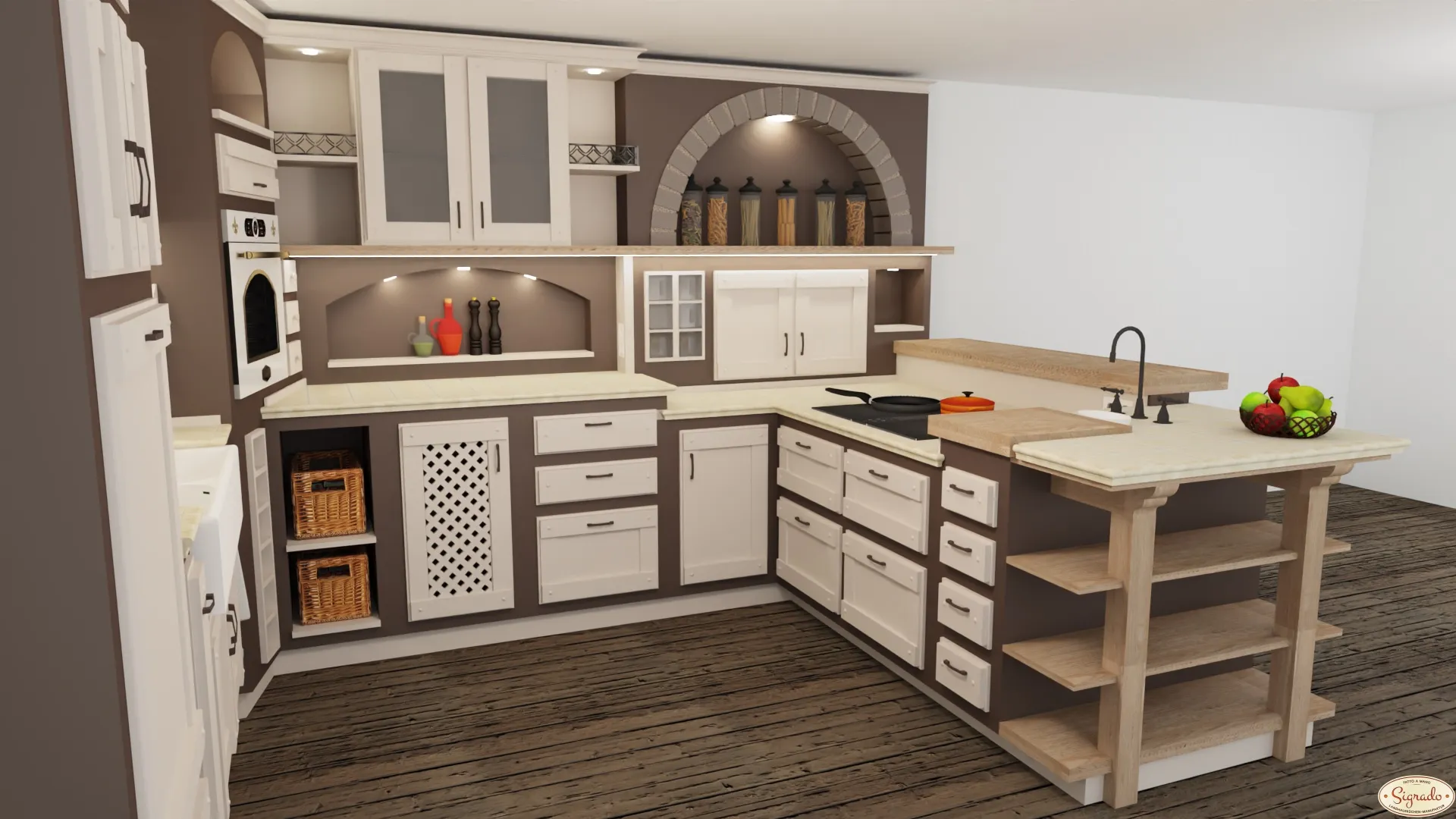 Sigrado Küche 3D Planung fotorealistisch Rendering Küchenpräsentaion